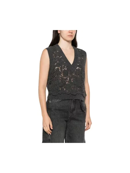 Sweter Ermanno Scervino z dekoltem w serek szary