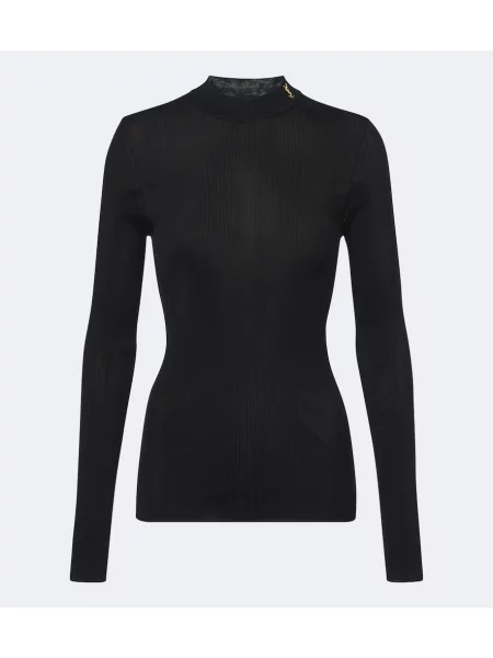 Hedvábný top Saint Laurent černý