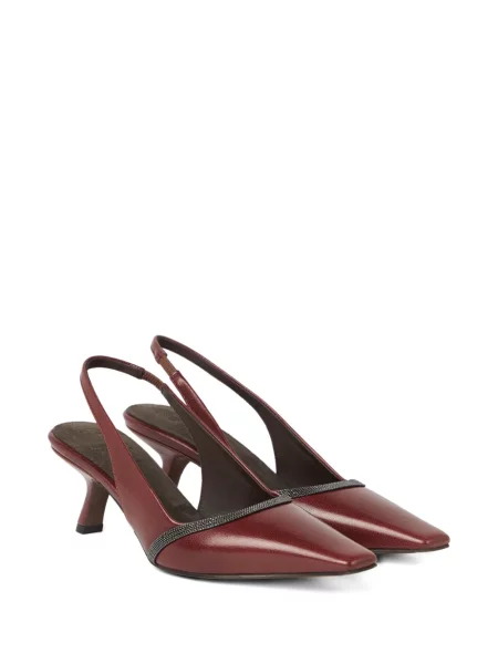 Pantofi cu toc Brunello Cucinelli slingback roșu
