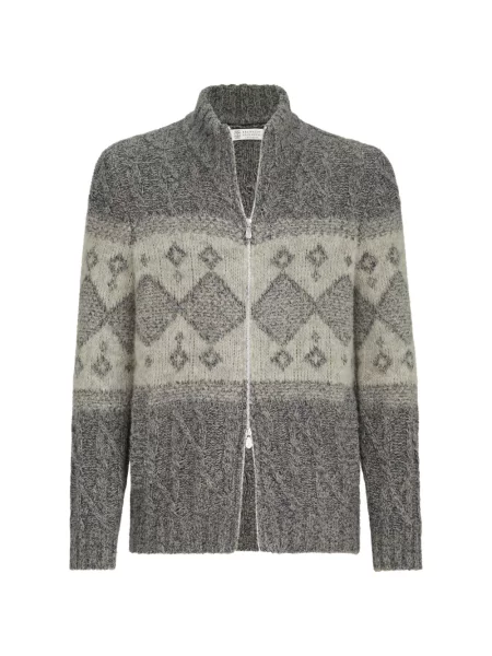Cardigan Brunello Cucinelli de lână gri