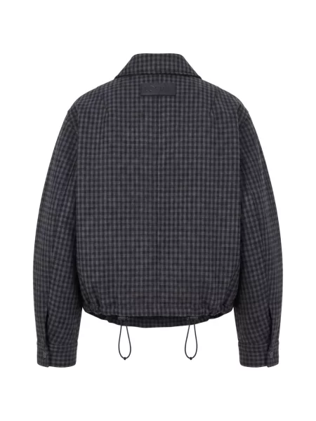 Geacă Loewe de lână în carouri albastru