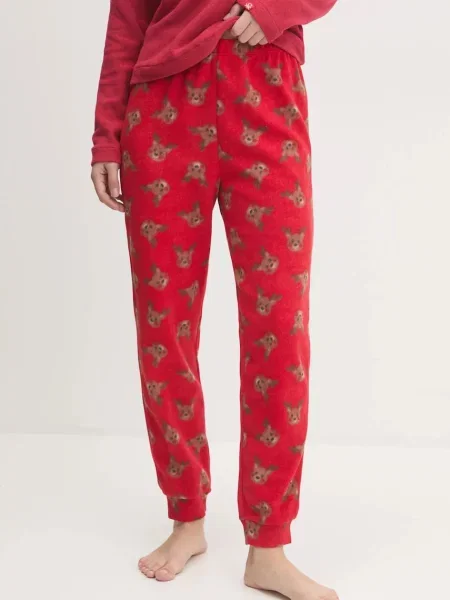 Долнище на пижама United Colors of Benetton дамско червено