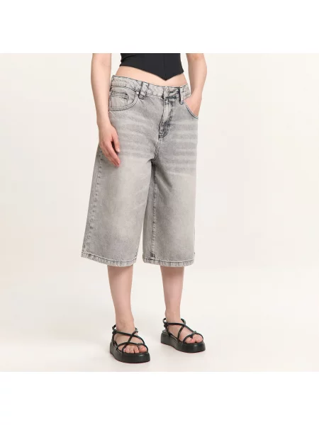 Cropp Джинсові шорти з принтом light grey сірі