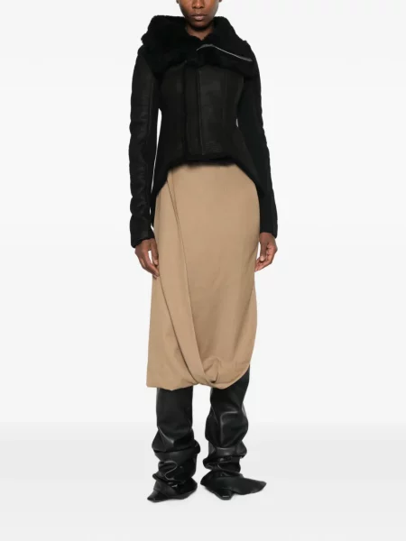Geacă Rick Owens asimetrică din piele de oaie negru