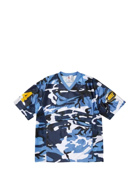 Tricou Supreme cu imagine cu decolteu în V cu model camuflaj albastru