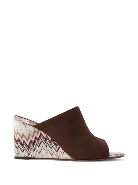 Papuci tip mules Missoni din piele de căprioară maro