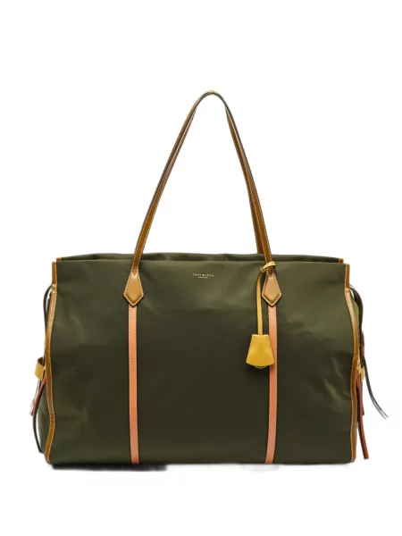 Geantă shopper Tory Burch din piele verde