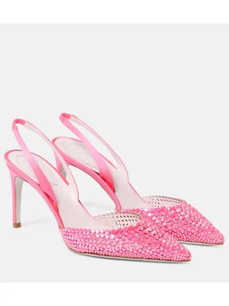 Sandale Rene Caovilla din satin slingback roz