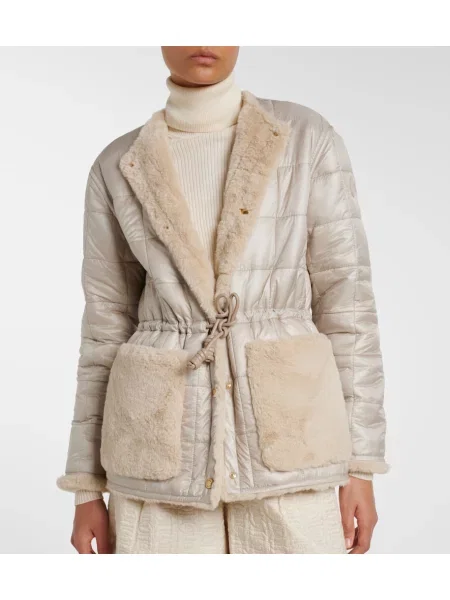 Matlasat geacă cu puf Moncler bej