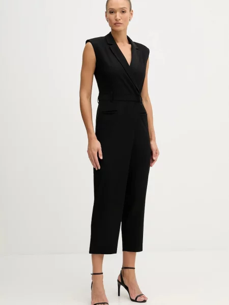 Sisley salopetă din amestec de lână cu decolteu in v negru