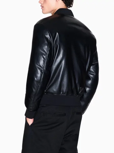 Кожаная куртка Armani Exchange черная