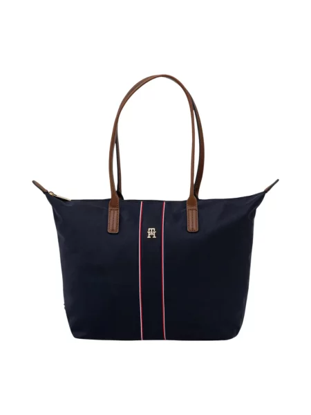 Pasek Tommy Hilfiger w paski skórzany niebieski