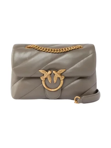 Mała mały torebka skórzana Pinko szara