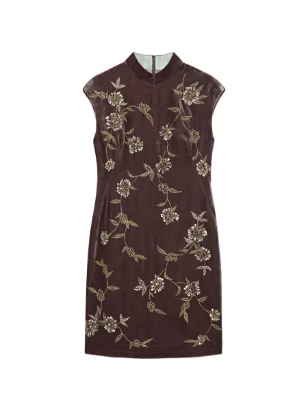 Rochie mini Shanghai Tang cu mărgele roșu