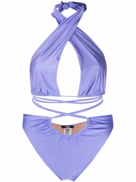 Costum de baie Noire Swimwear cu gât halter albastru