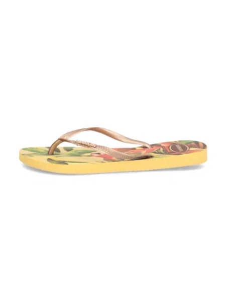 Pantofle Havaianas s tropickým vzorem žluté