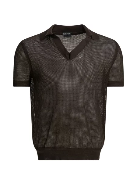 Tricou Tom Ford cu decolteu în V plasă maro