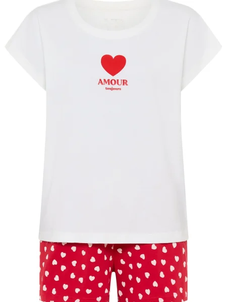 VIVANCE Kratke hlače za spanje rdeča bela