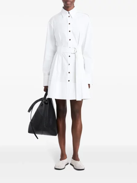 Poplínové dlouhé oblekové košilové šaty Proenza Schouler bílé