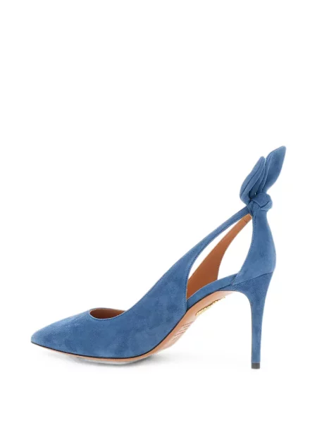Papuci tip mules Aquazzura cu funde albastru