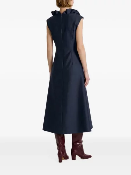 Μίντι φόρεμα Alberta Ferretti με λαιμόκοψη v με βολάν μπλε