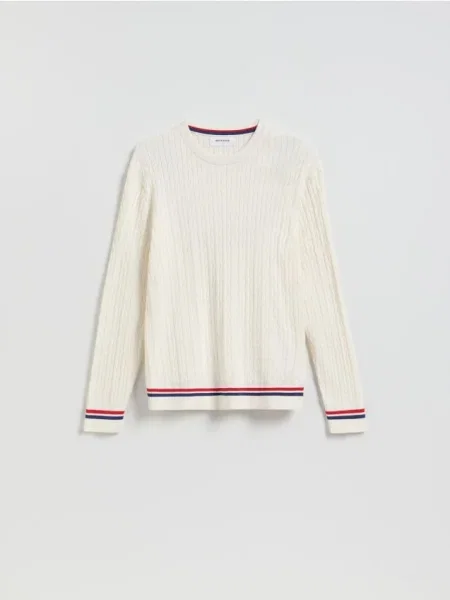 Reserved Pulover din structurat alb