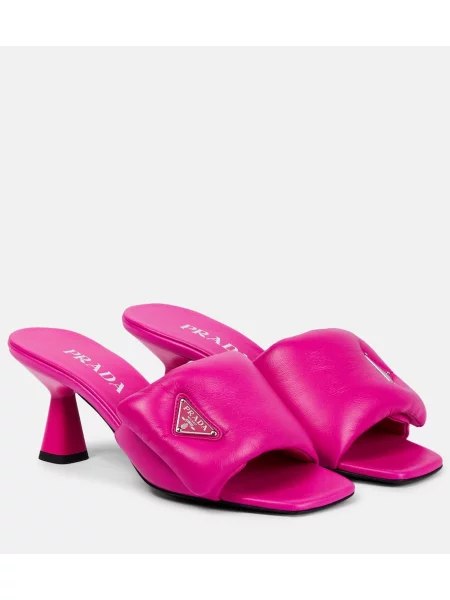 Usnjene mules Prada roza