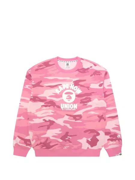 Pulover Aape By A Bathing Ape cu imagine cu model camuflaj roz
