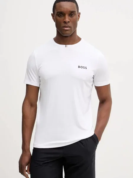 BOSS Green tricou TS_TOC Spin Training cu imprimeu alb