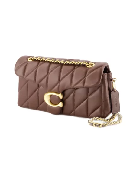 Coach torebka skórzana Tabby Shoulder Bag 26 With Pillow Quilting brązowa