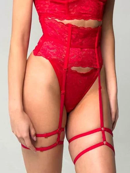 Пояс с гартерами NIKA RED червоний