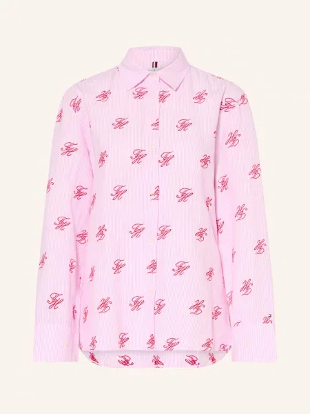 Tommy Hilfiger Košile S Lnem / tmavě červená / bílá růžová