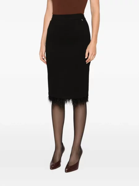 Fustă tip creion Twinset cu pene negru