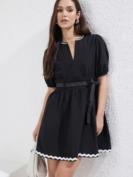 Trendyol Rochie negru alb