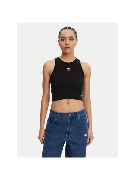 Adidas Τοπ Essentials Μαύρο Slim Fit λευκό