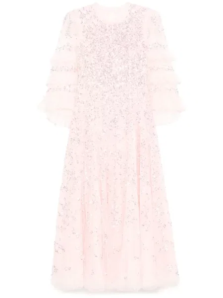 Rochie Needle & Thread cu model floral din dantelă roz