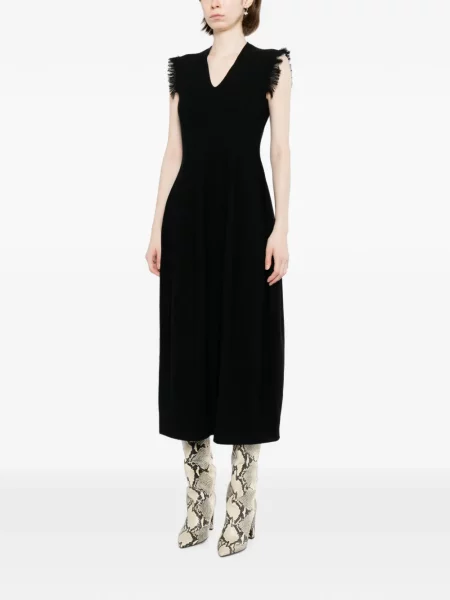 Rochie midi Less cu franjuri negru