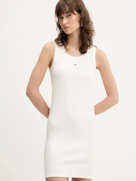 Tommy Jeans rochie mini mulata alb