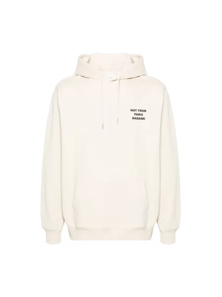 Drole de Monsieur Bluzy Mężczyzna XL Bluza z Kapturem z Napisem beżowy