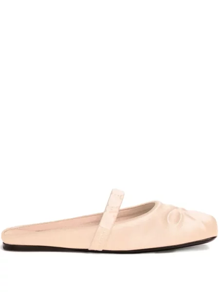 Balerini Marni cu funde slip-on alb