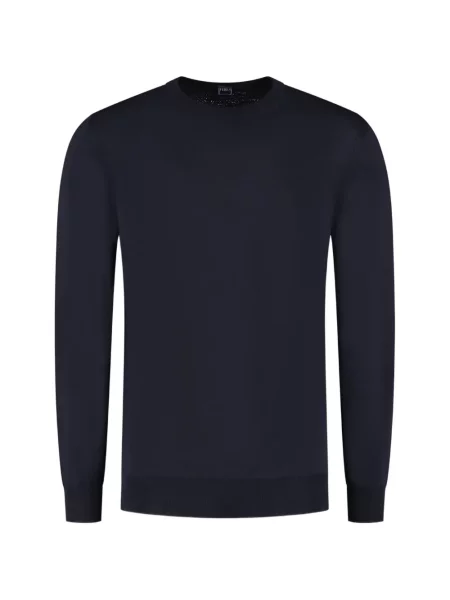 Пуловер Fedeli с кръгло деколте синьо
