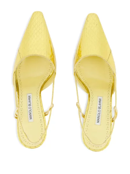 Pantofi cu toc Manolo Blahnik slingback auriu