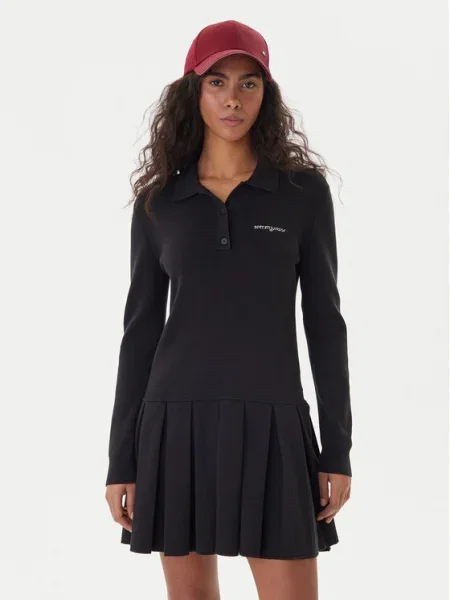 Tommy Jeans Плетена рокля Script черен