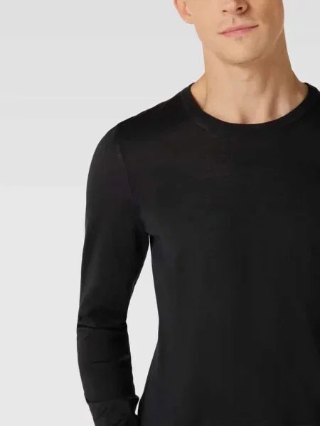 Lniany sweter Hugo Boss z długim rękawem czarny