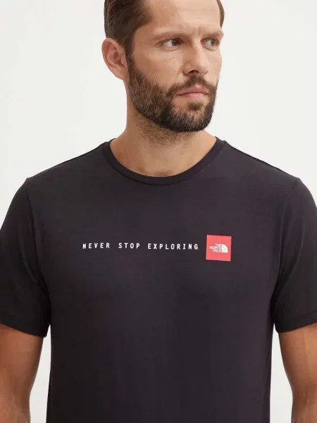 The North Face tricou din M S/S Never Stop Exploring Tee barbati cu imprimeu negru