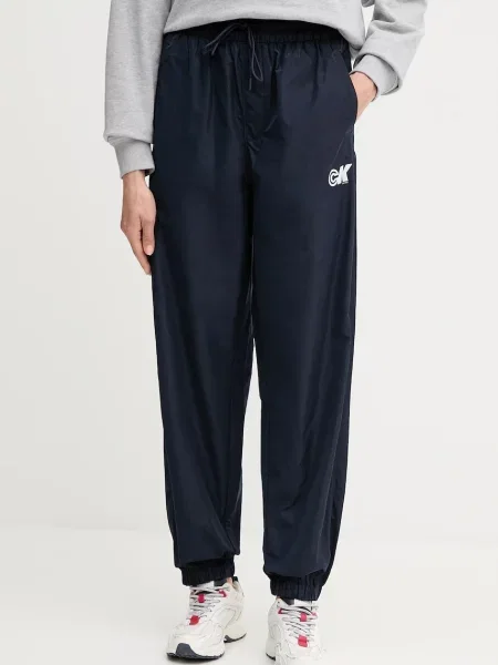 Calvin Klein Jeans spodnie dresowe granatowy z nadrukiem niebieskie