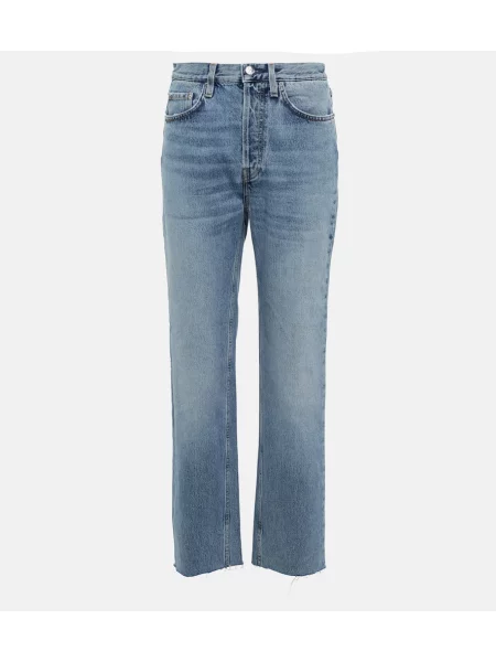 Blugi drepți Toteme cu talie înaltă albastru
