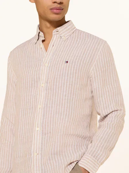 Tommy Hilfiger Koszula Lniana Regular Fit beige beżowa