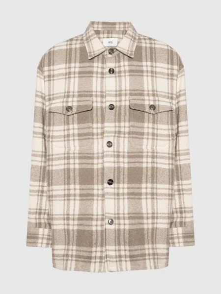 Шерстяная клетчатая рубашка Ami Alexandre Mattiussi белая