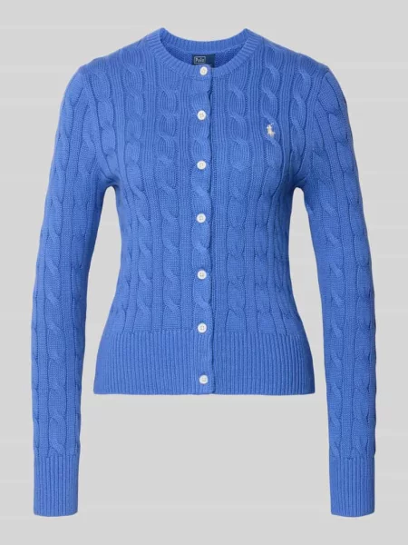 Kardigan rozpinany o kroju slim fit z wyhaftowanym logo Polo Ralph Lauren niebieski
